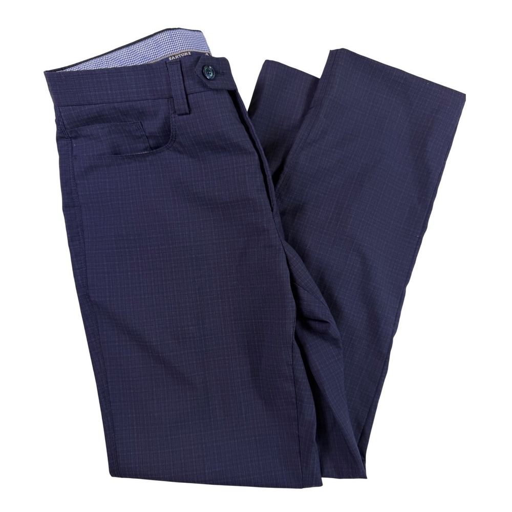 Sartore Italy Vitale Barberis Canonico Super 110s Wool Blend Navy Trousers 34x31
